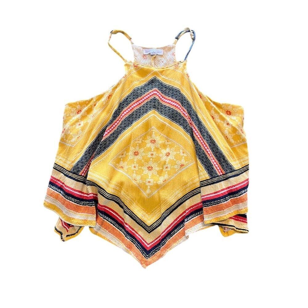 Coco + Jaimeson Women's Paisley Bandana Tank Top Yellow Size S